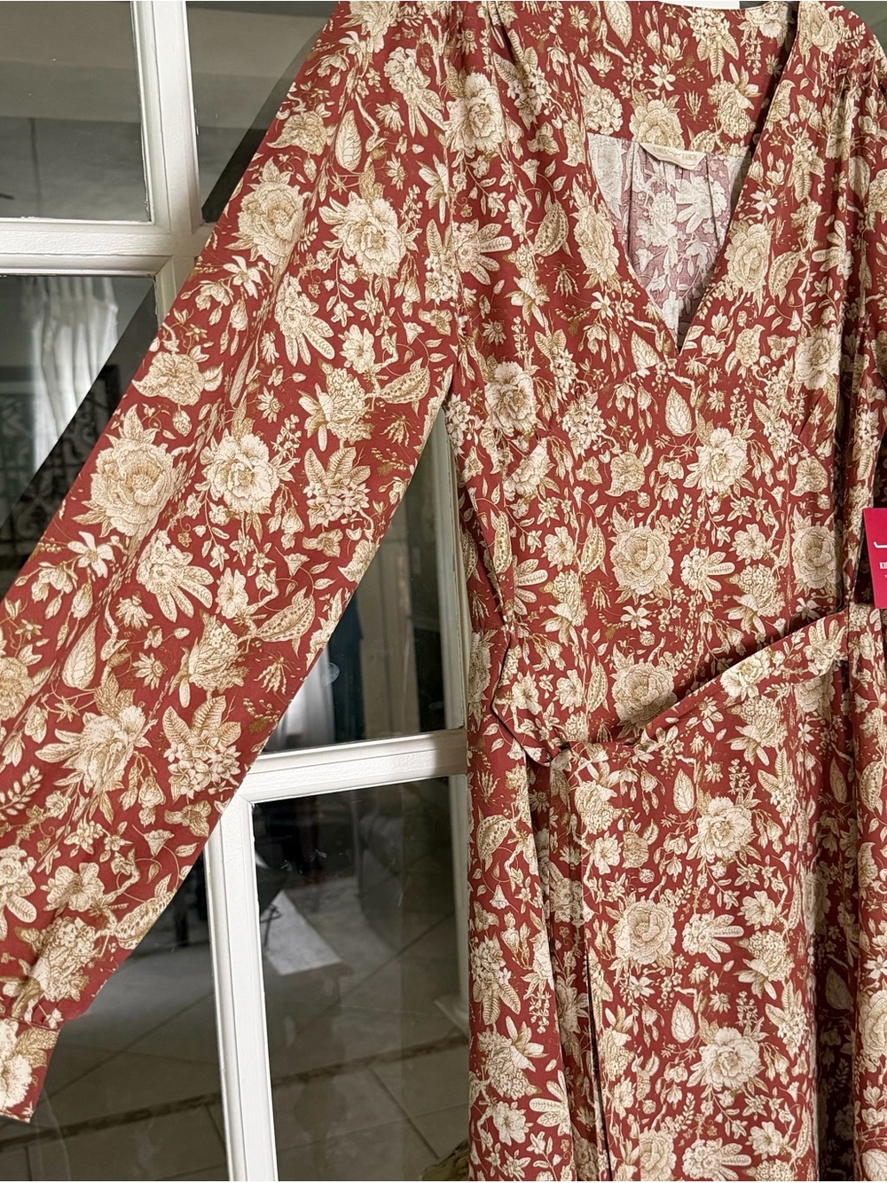 Gorgeous Kimes Ranch Rust and Cream Floral Long Dress